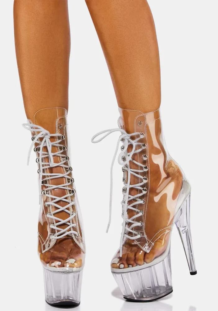 Clear Players Club Adore Platform Heels