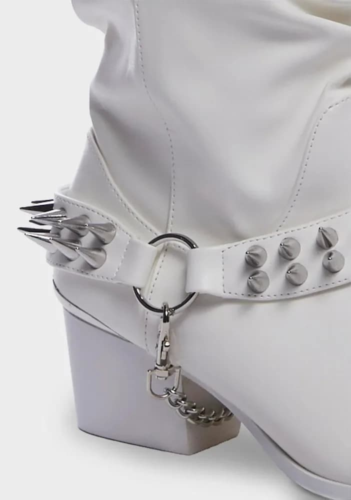 White Death Proof Lo Spike Cowboy Boots