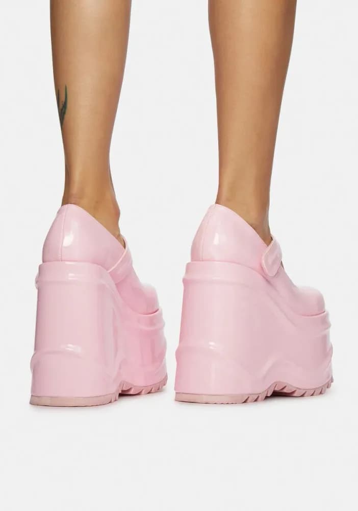 Pink Take A Risk Platform Mary Janes