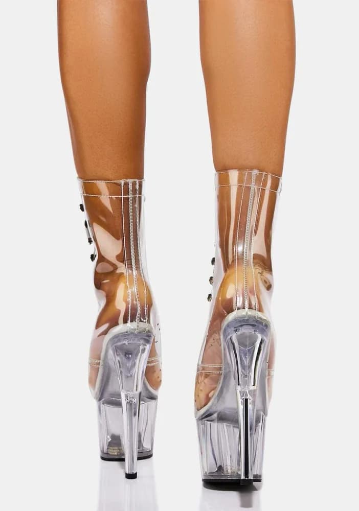 Clear Players Club Adore Platform Heels