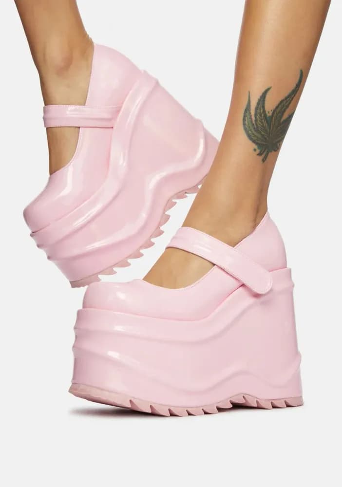 Pink Take A Risk Platform Mary Janes
