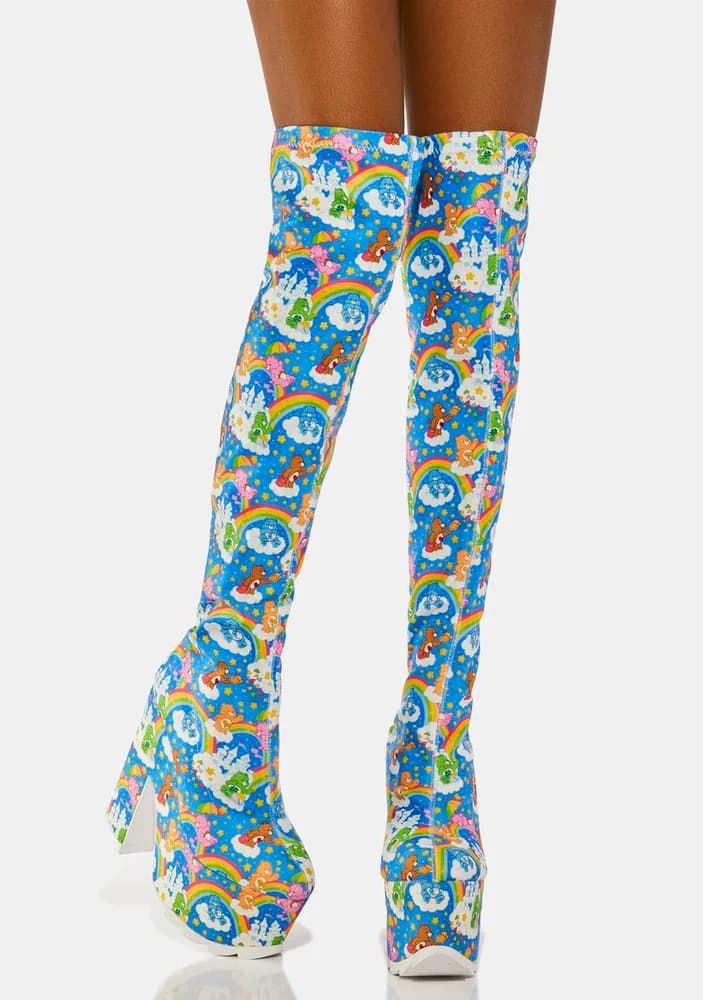 Labyrinth Care Bears Blue Sky Thigh High Boots