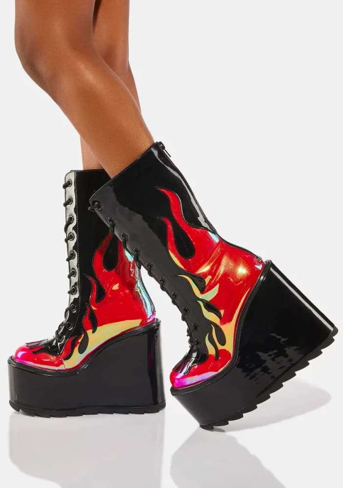 Red Dune Lace-Up Flame Boots