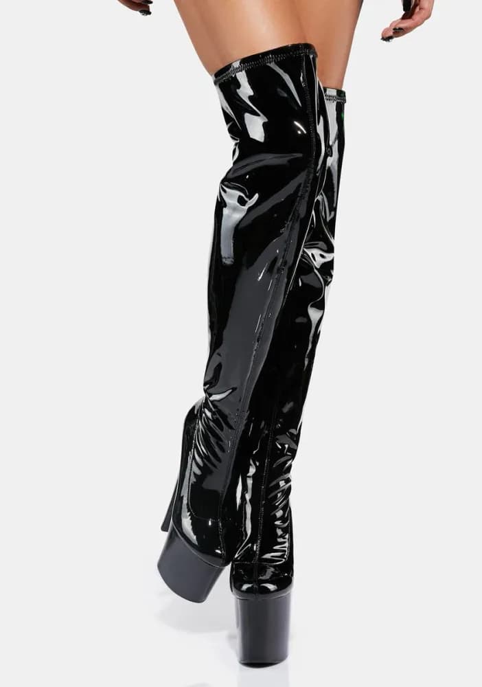 Black Patent Twerk Platform Boots