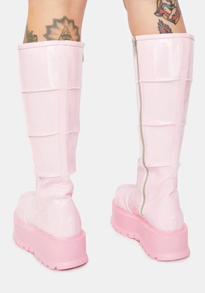 Pink Cerberus Knee High Boots