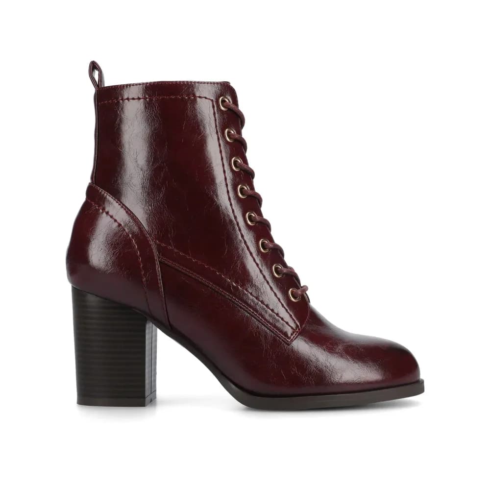 BAYLOR VEGAN LEATHER LACE-UP BOOTIES IN WIDE