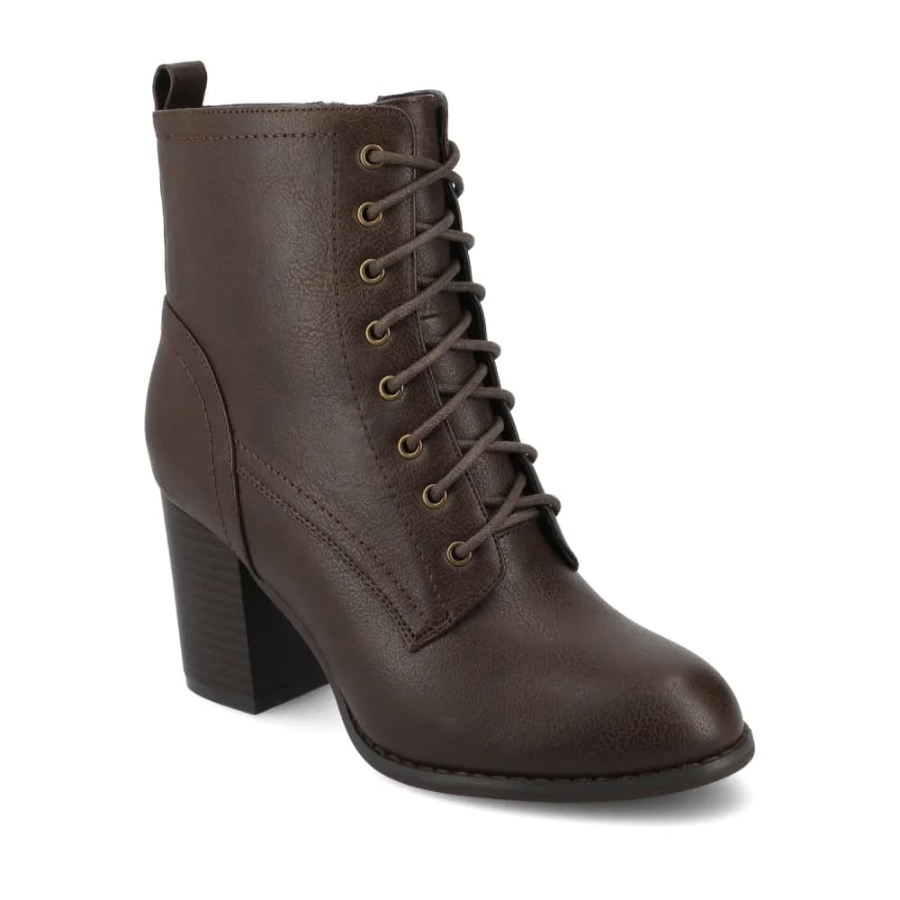 BAYLOR VEGAN LEATHER LACE-UP BOOTIES IN WIDE