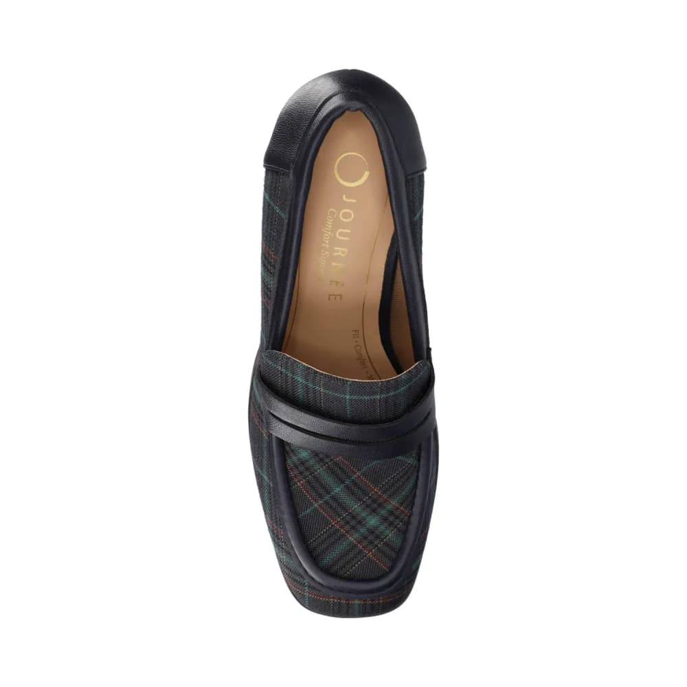 MALLEAH BLOCK HEEL LOAFERS -Navy Plaid