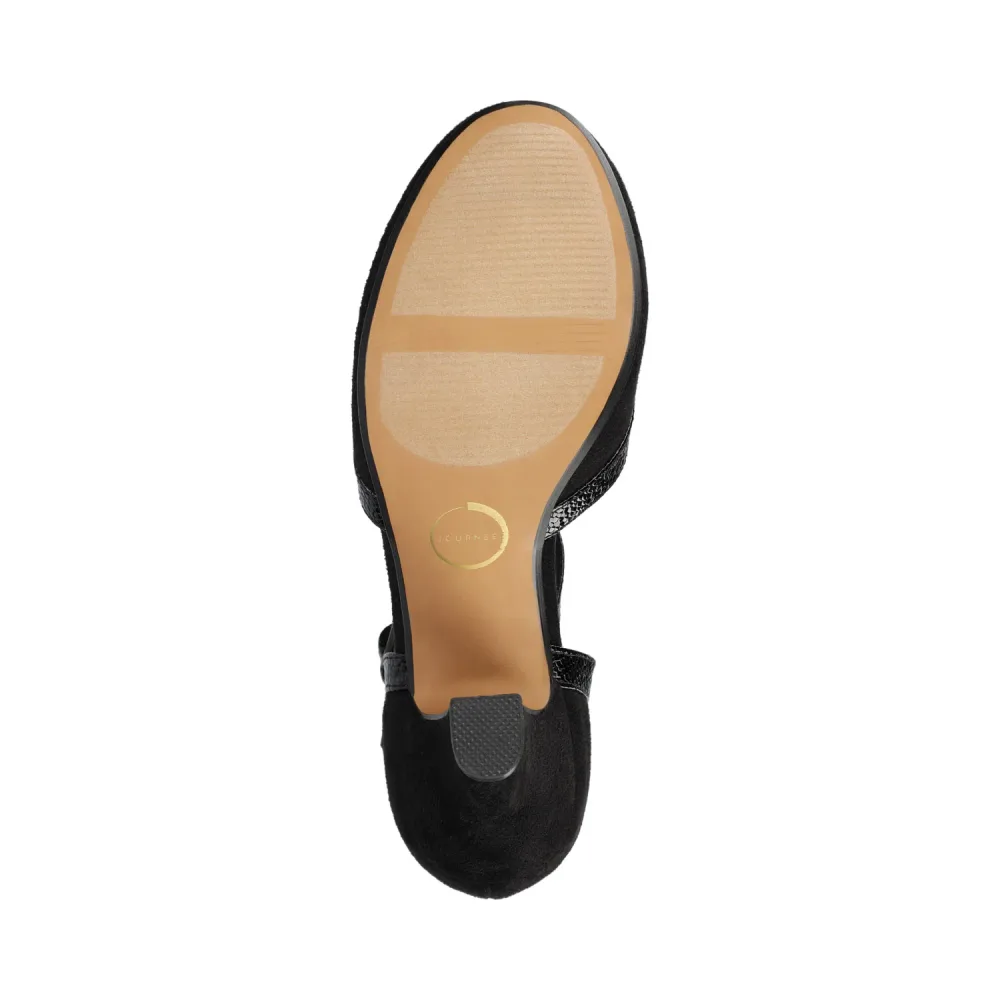 OLINA T-STRAP PUMP HEELS IN VEGAN LEATHER