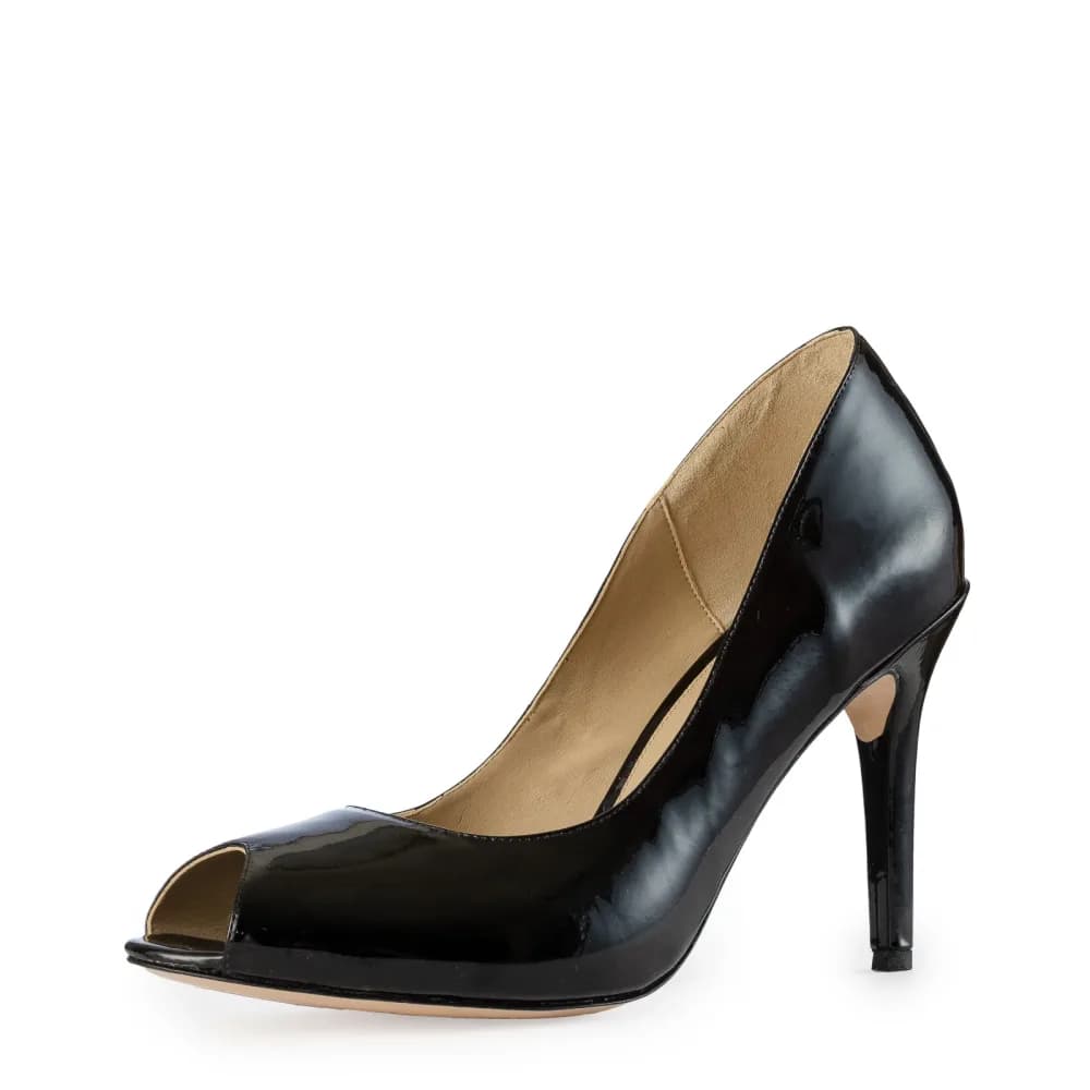 Jess β Black Peep Toe Single Sole Pump