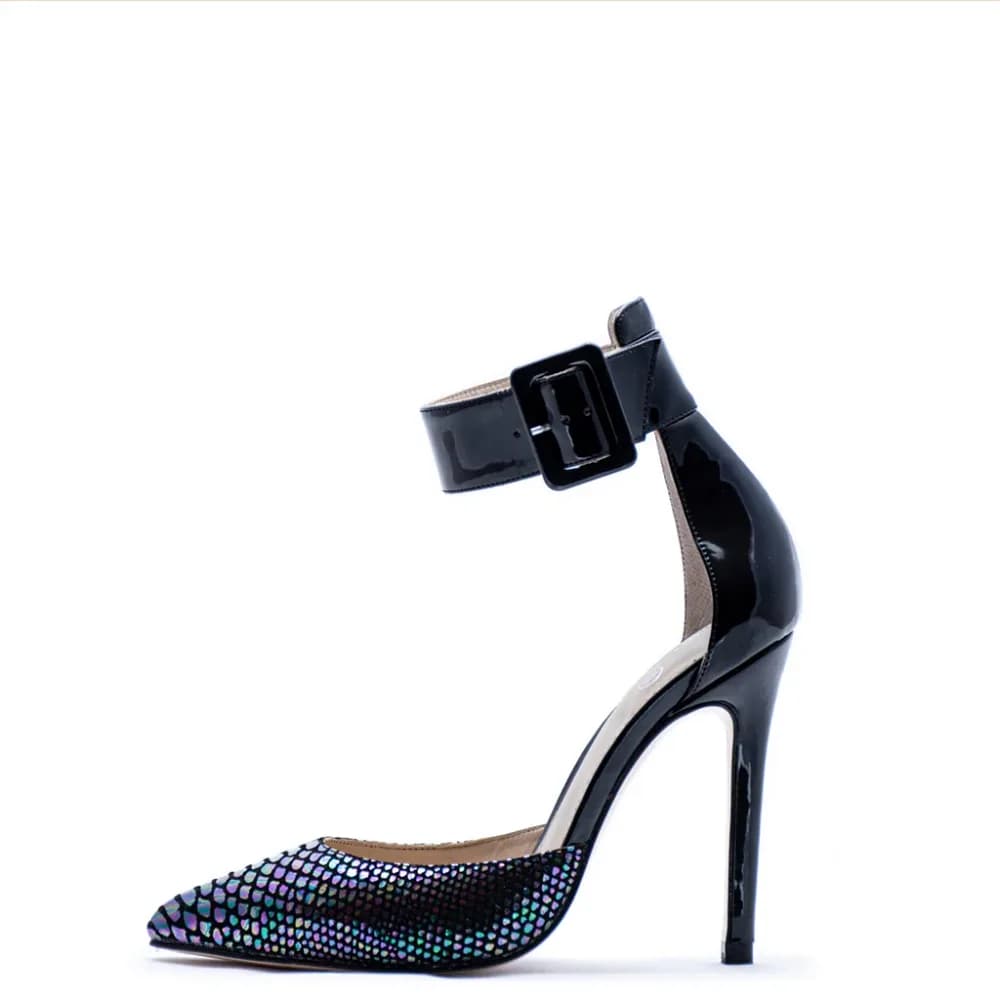 Carol — Customizable Anaconda Negro Pointed-Toe Pump