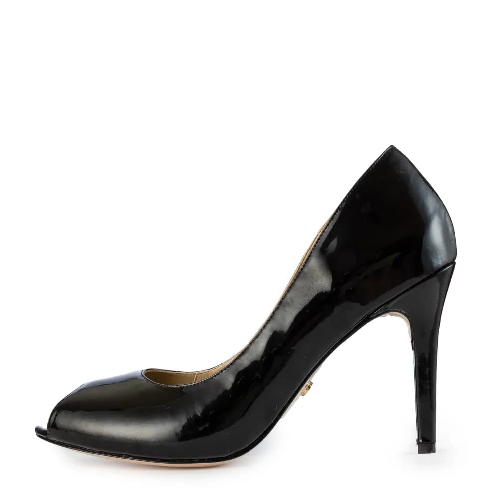 Jess β Black Peep Toe Single Sole Pump