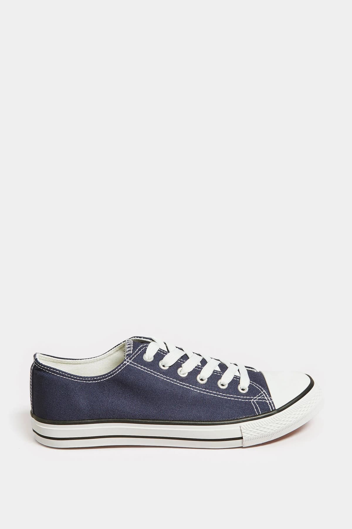 Navy Canvas Low Trainers In Standard Fit