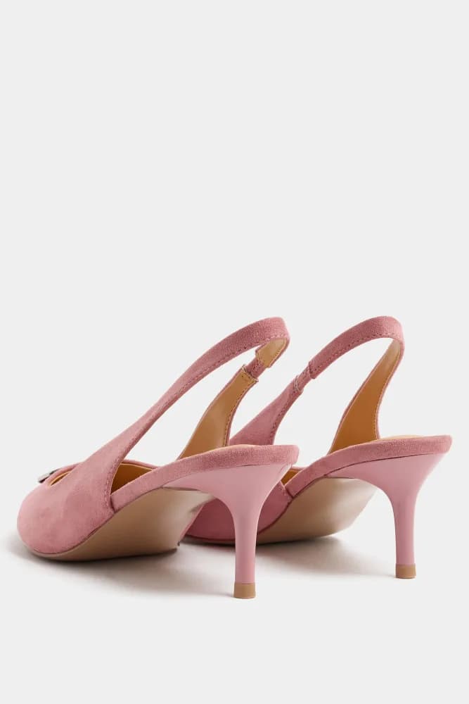 Pink Hammered Slingback Heels In Standard Fit