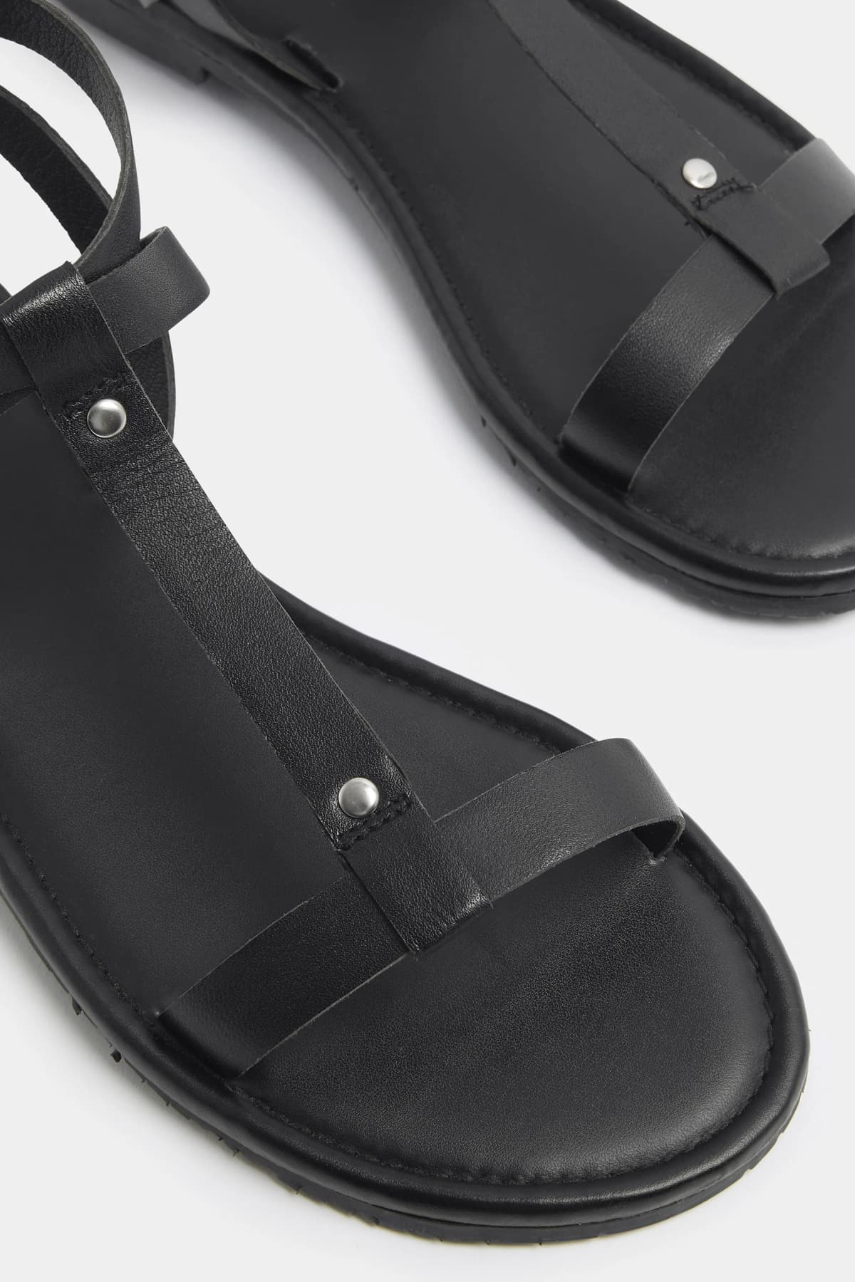 Black Faux Leather Gladiator Sandals In Standard Fit