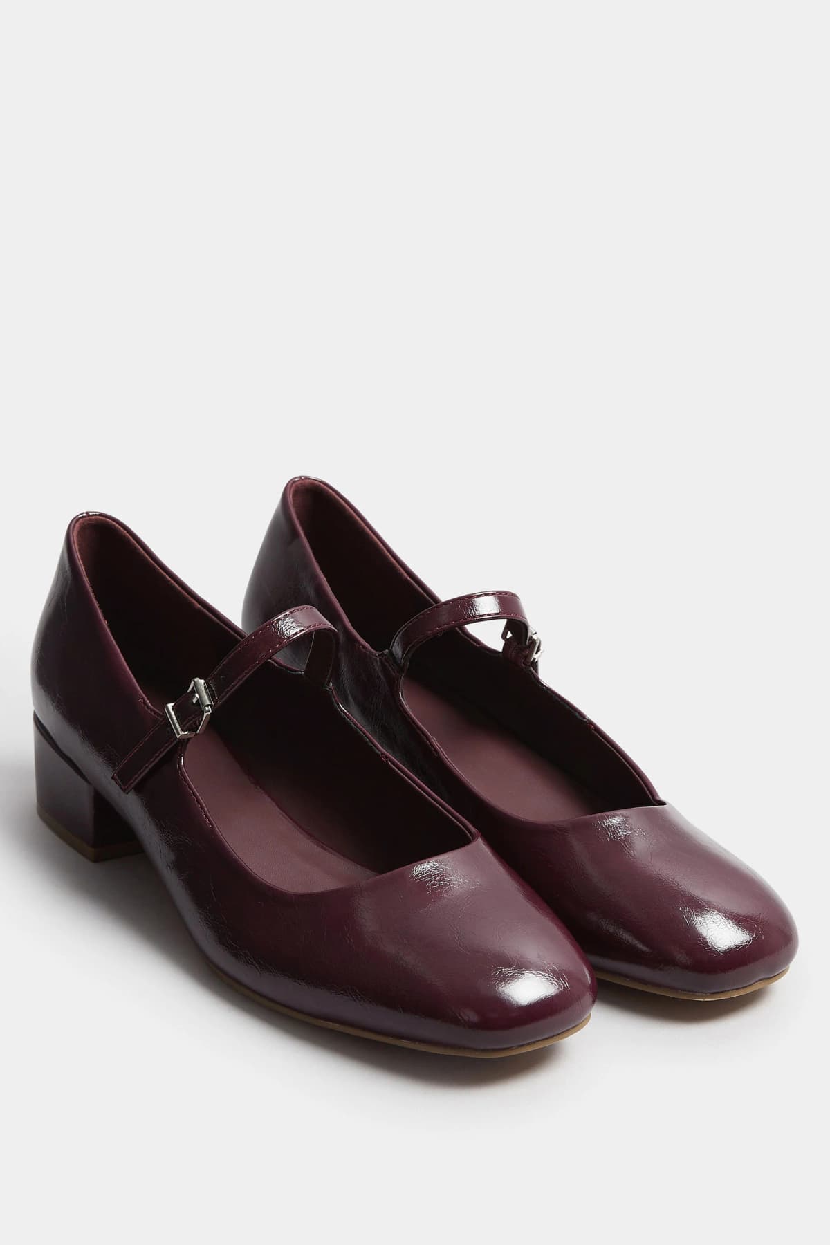 Burgundy Red Mary Jane Heels In Standard Fit