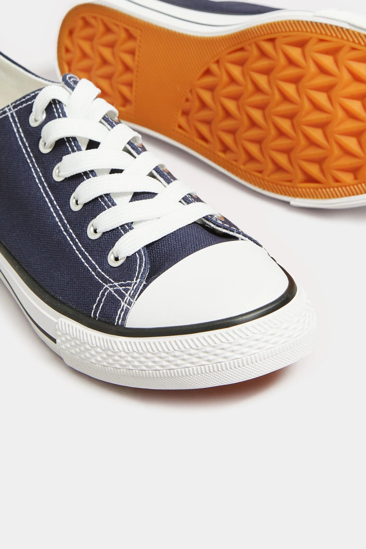Navy Canvas Low Trainers In Standard Fit
