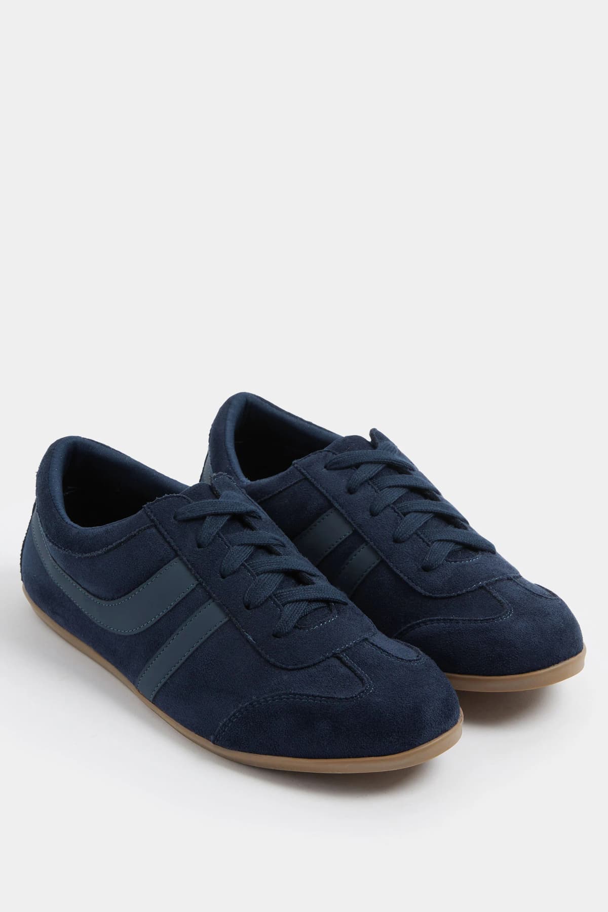 Navy Blue Padded Retro Trainers In Standard Fit