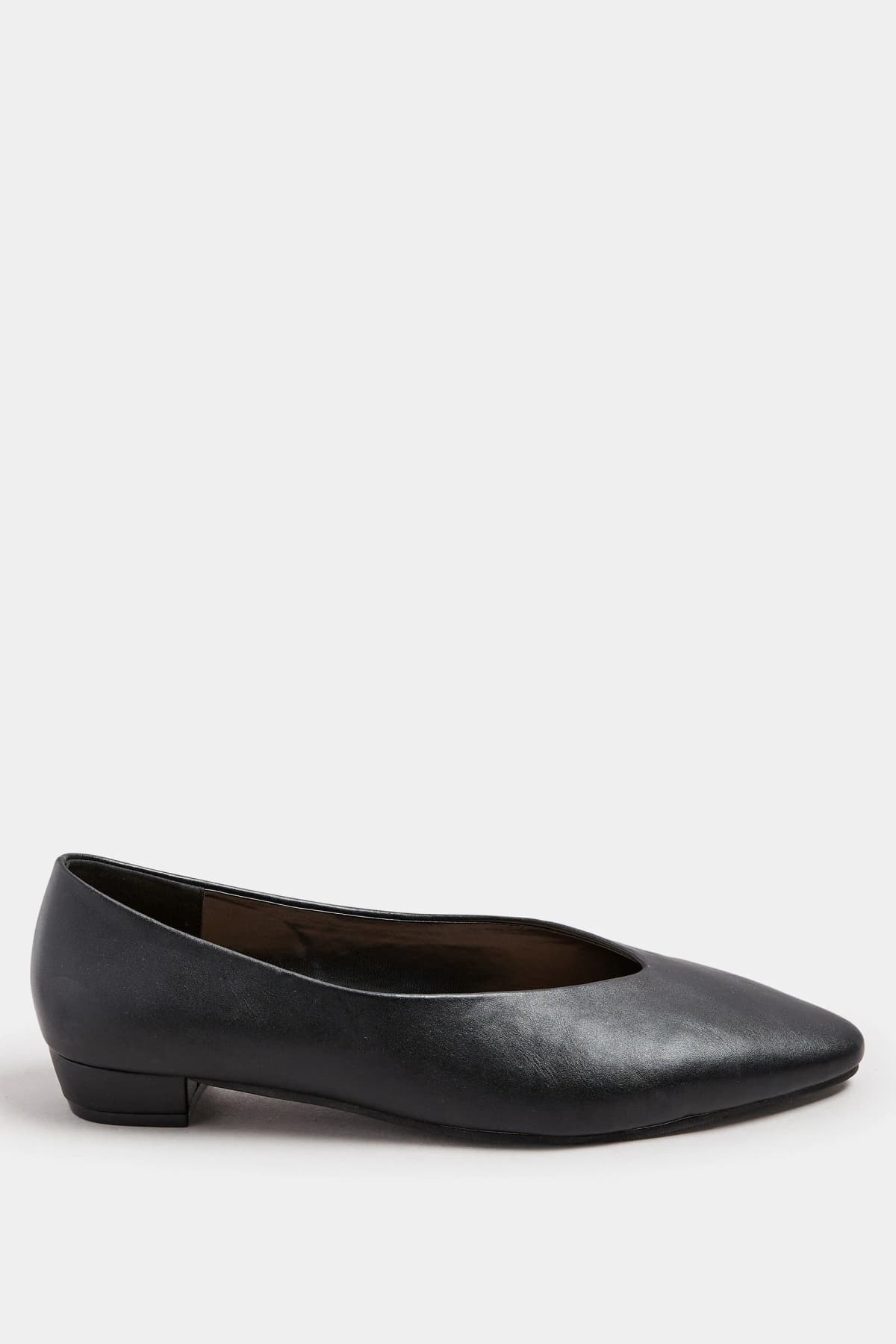 Black Pointed Court Block Heel In Standard Fit