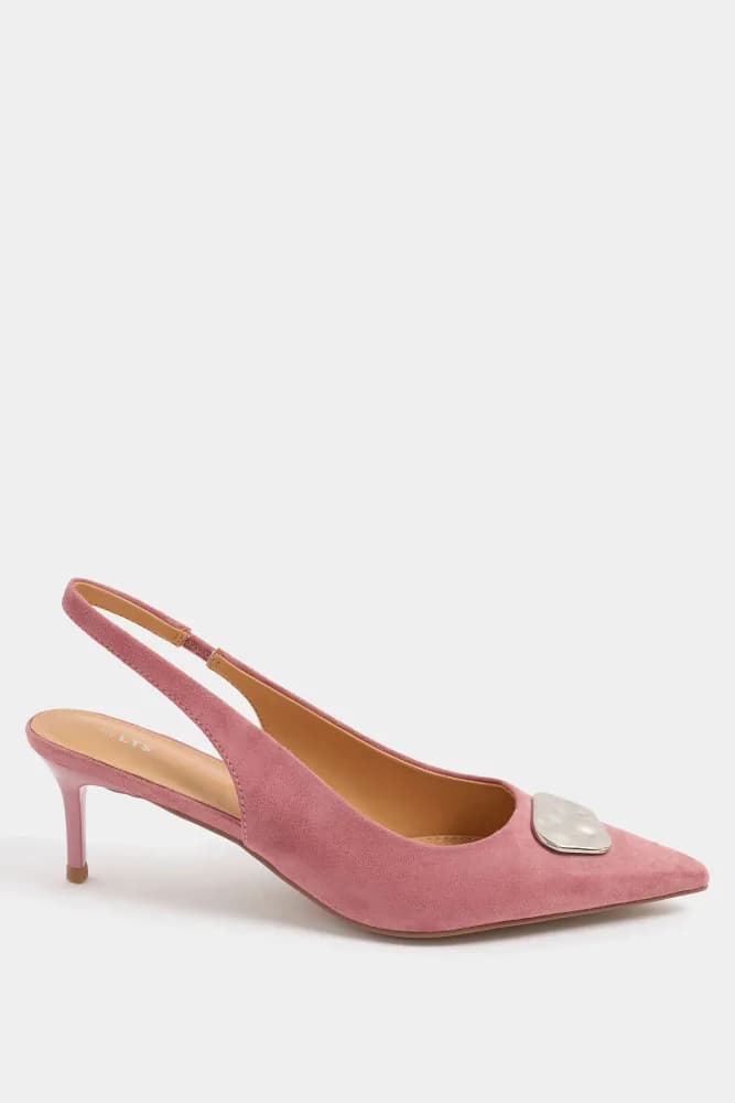 Pink Hammered Slingback Heels In Standard Fit