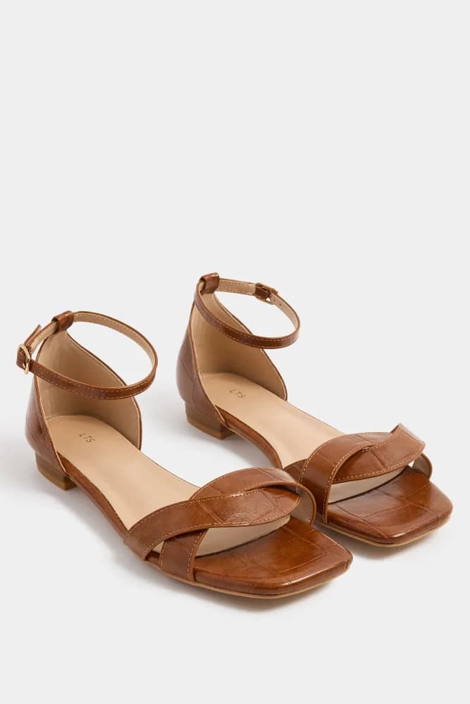 Brown Twisted Low Heel Sandals In Standard Fit