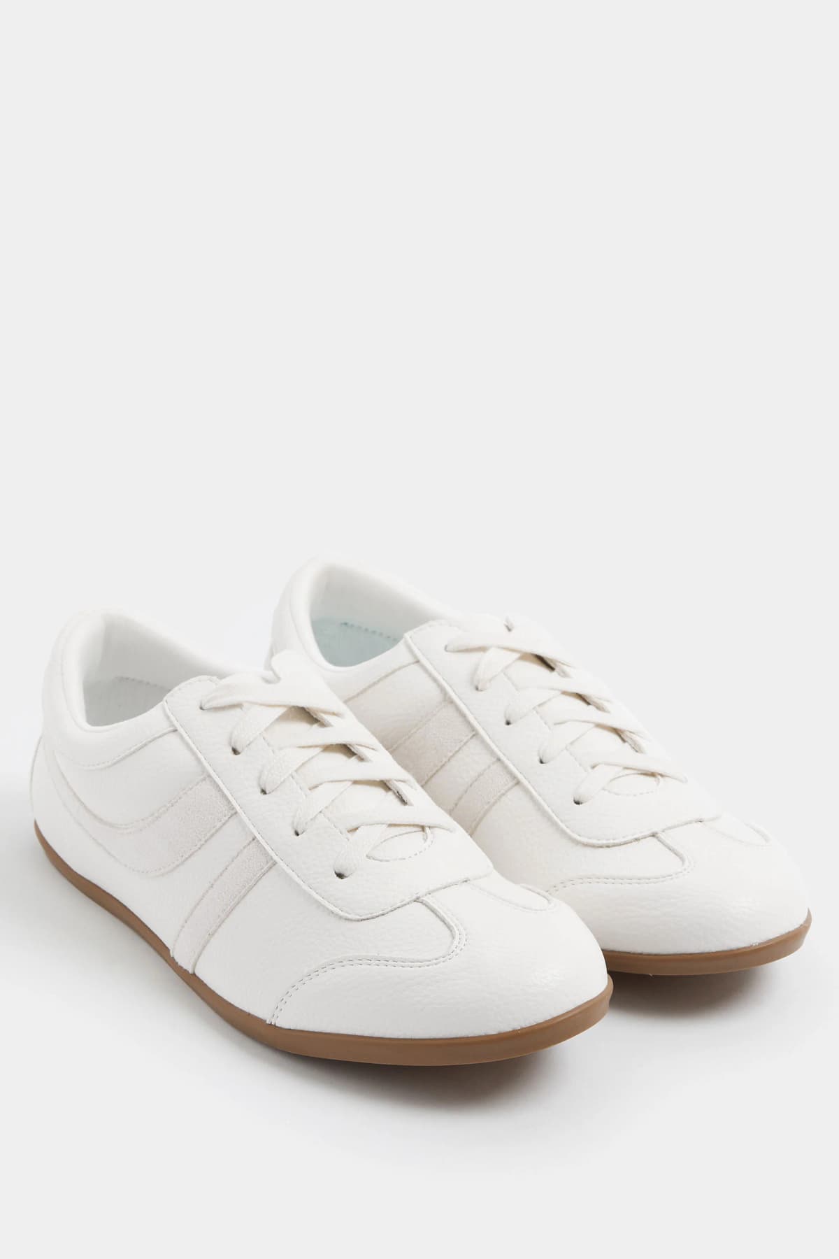Ivory White Retro Stripe Trainers In Standard Fit