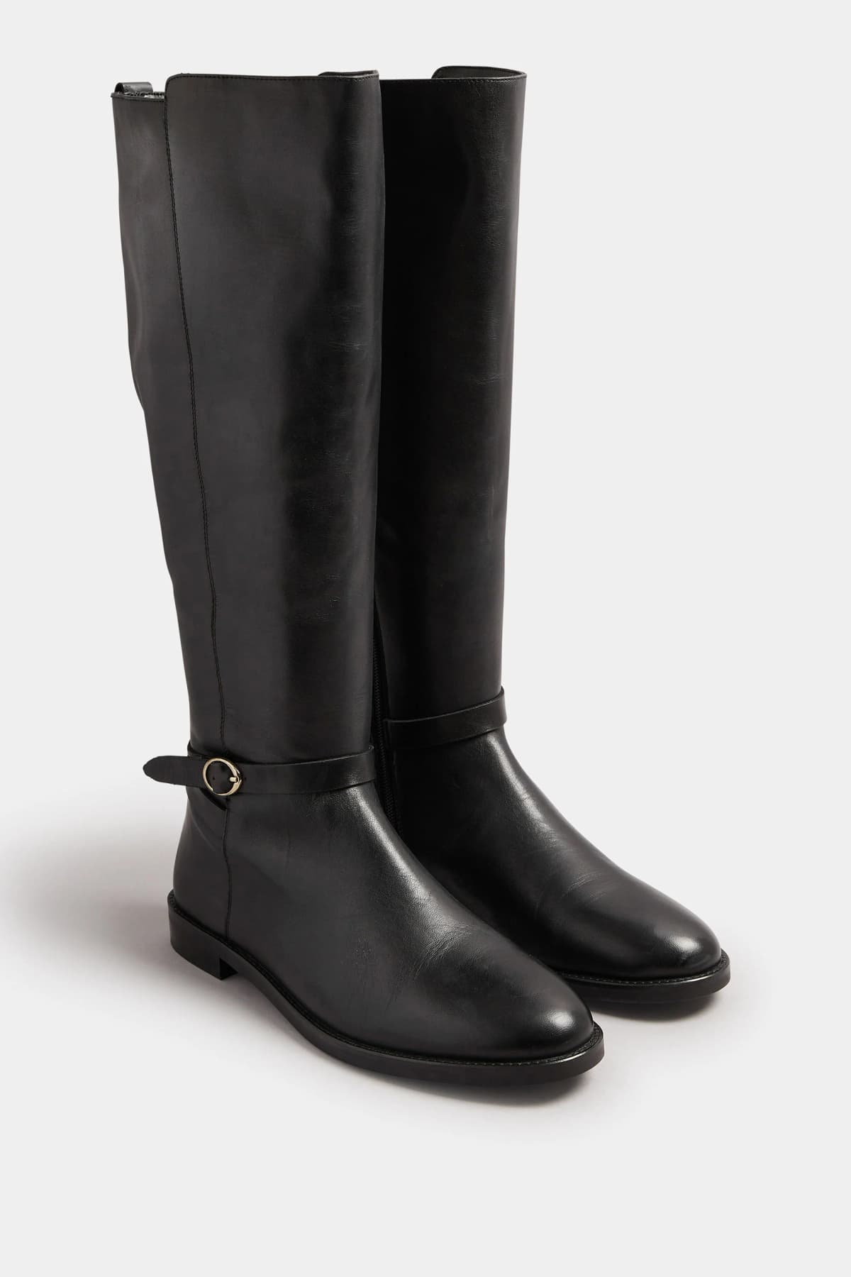 Black Leather Knee High Riding Boot