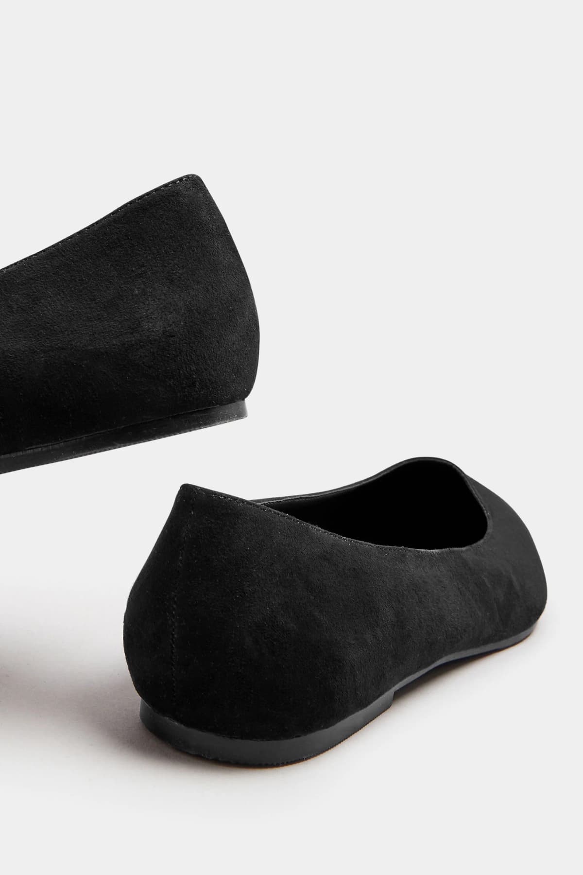 Black Faux Suede Pointed Flats In Standard Fit