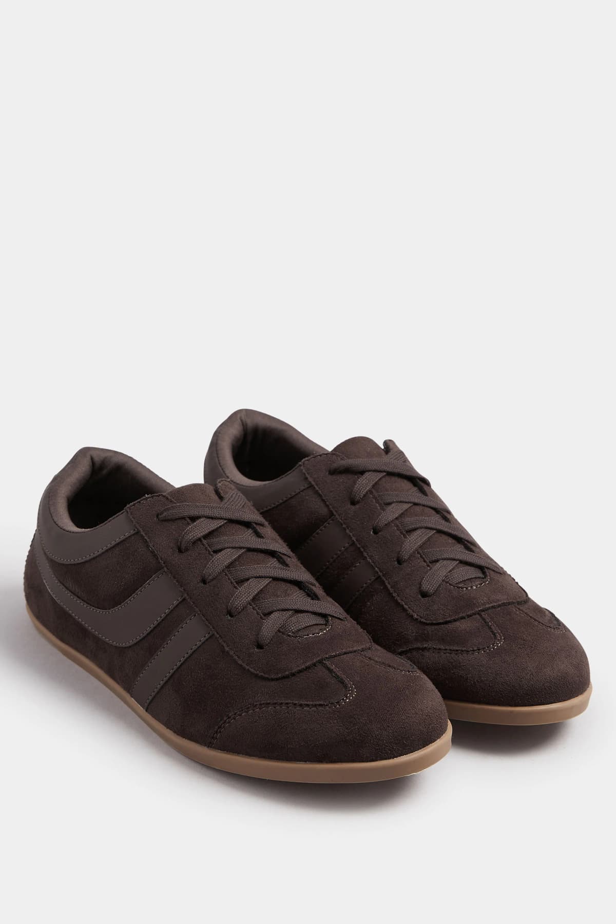 Chocolate Brown Padded Retro Trainers In Standard Fit