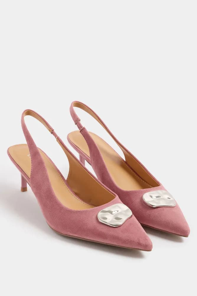 Pink Hammered Slingback Heels In Standard Fit