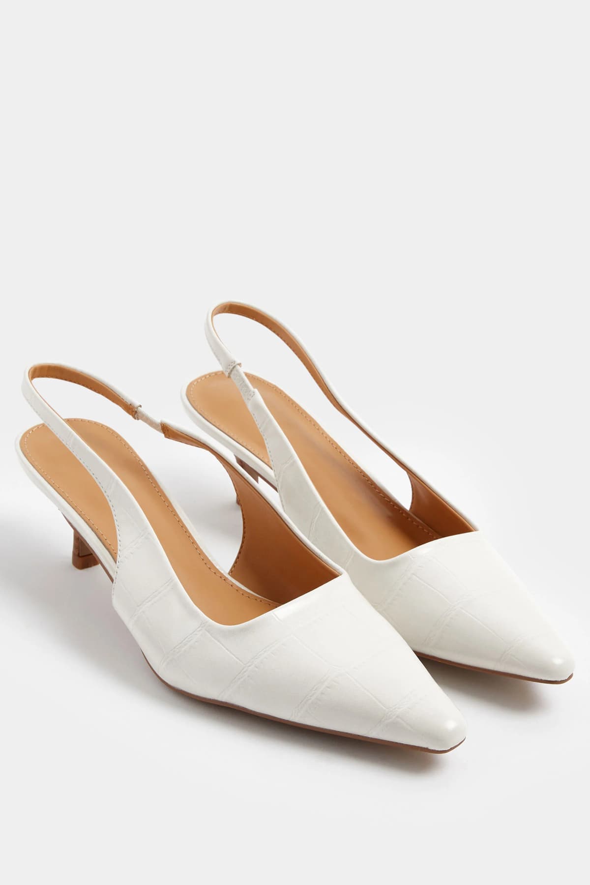 Ivory White Slingback Kitten Heel In Standard Fit