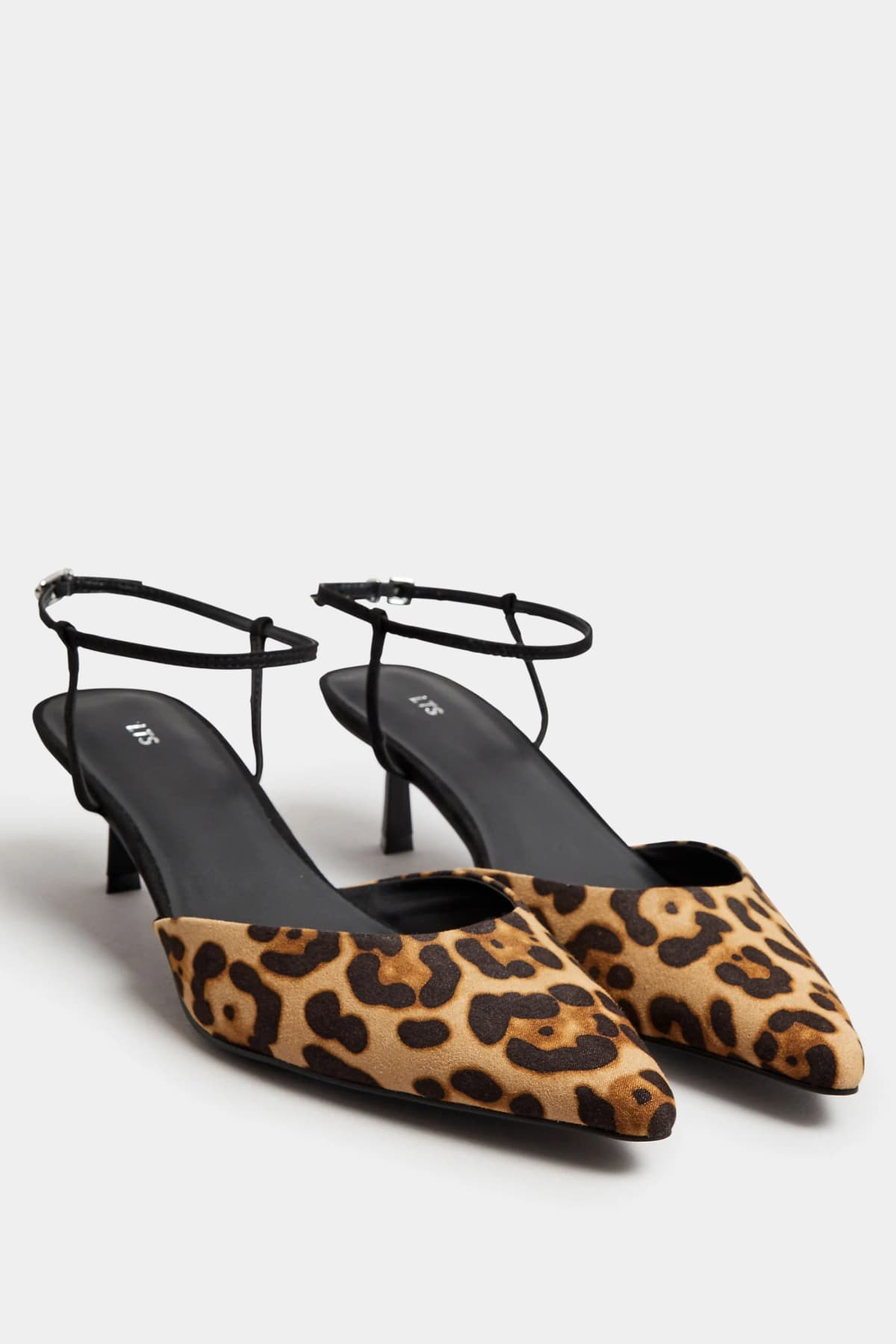 Brown Leopard Print Ankle Strap Kitten Heels In Standard Fit