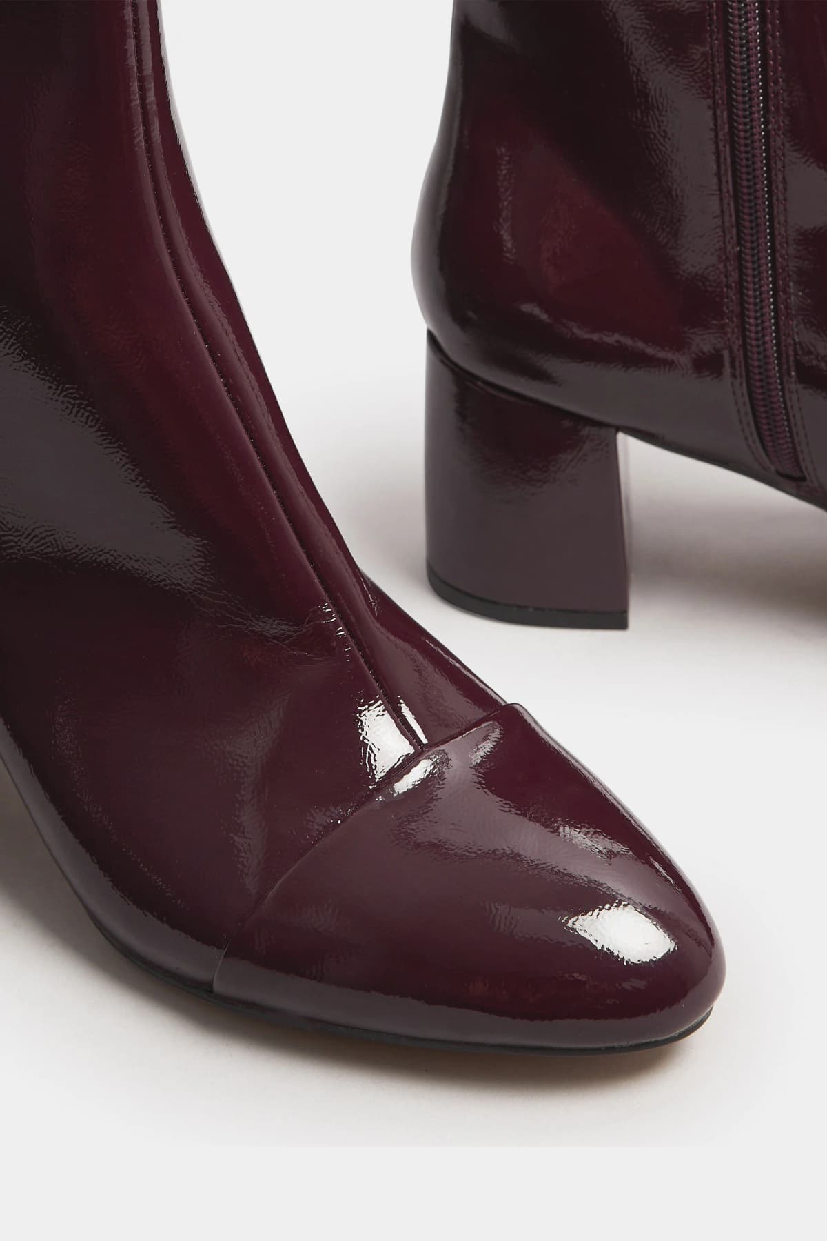 Black Patent Block Heel Ankle Boot