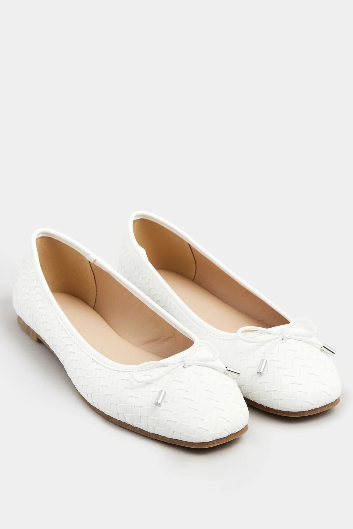 Ivory White Woven Ballerina Pumps In Standard Fit