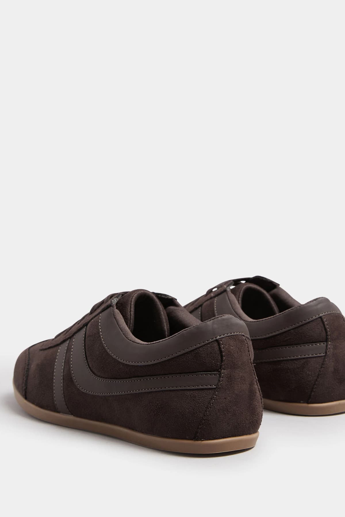 Chocolate Brown Padded Retro Trainers In Standard Fit