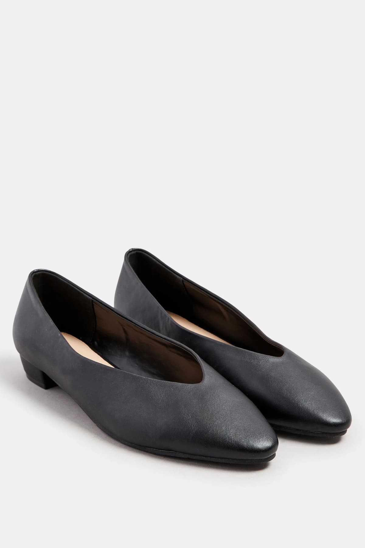 Black Pointed Court Block Heel In Standard Fit