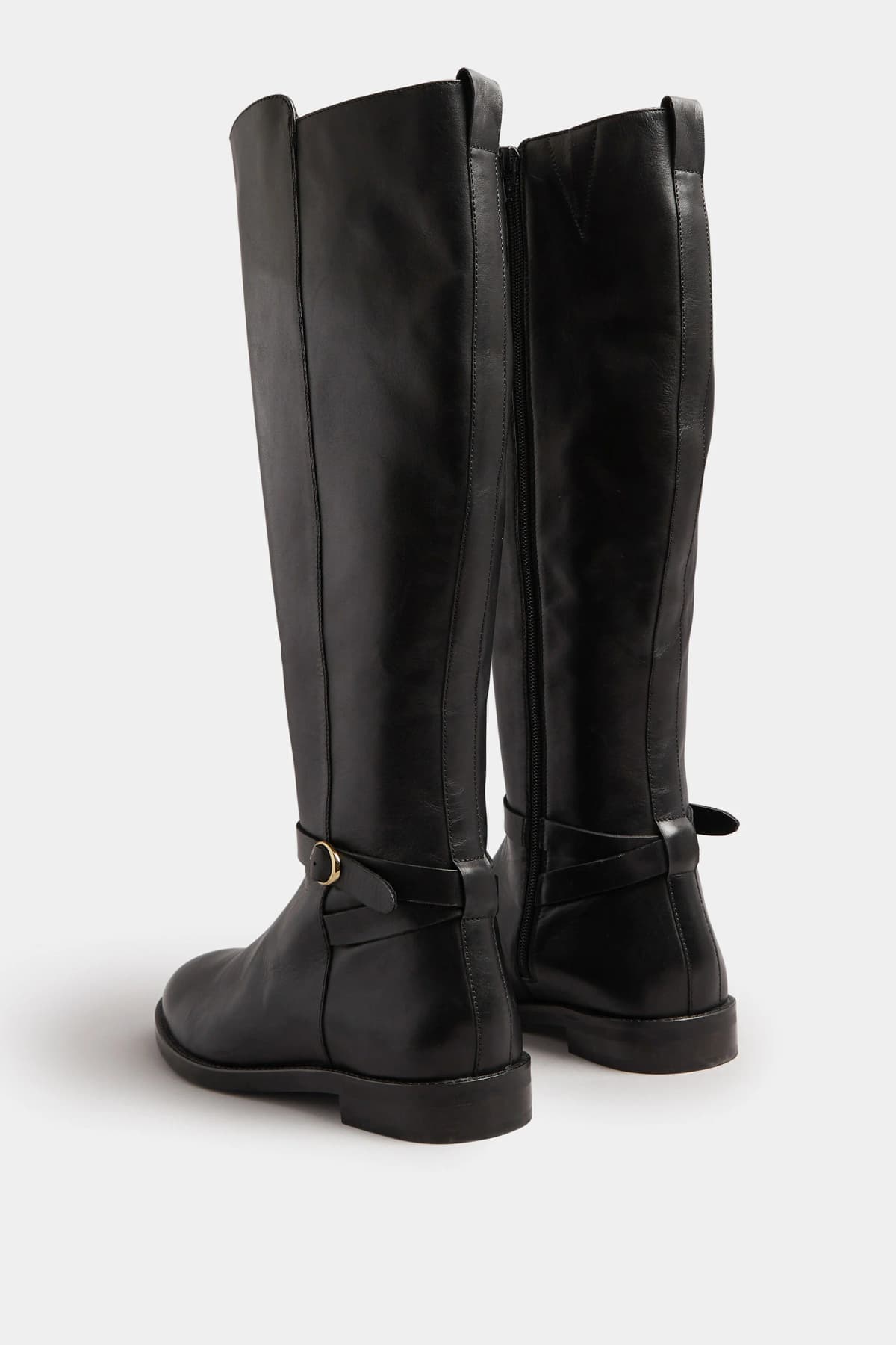 Black Leather Knee High Riding Boot