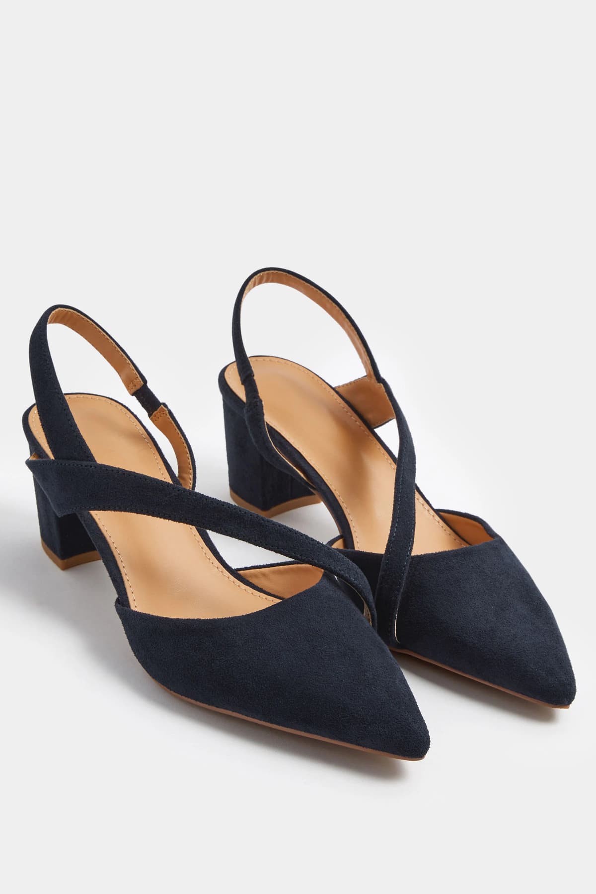 Navy Blue Asymmetric Slingback Heel In Standard Fit