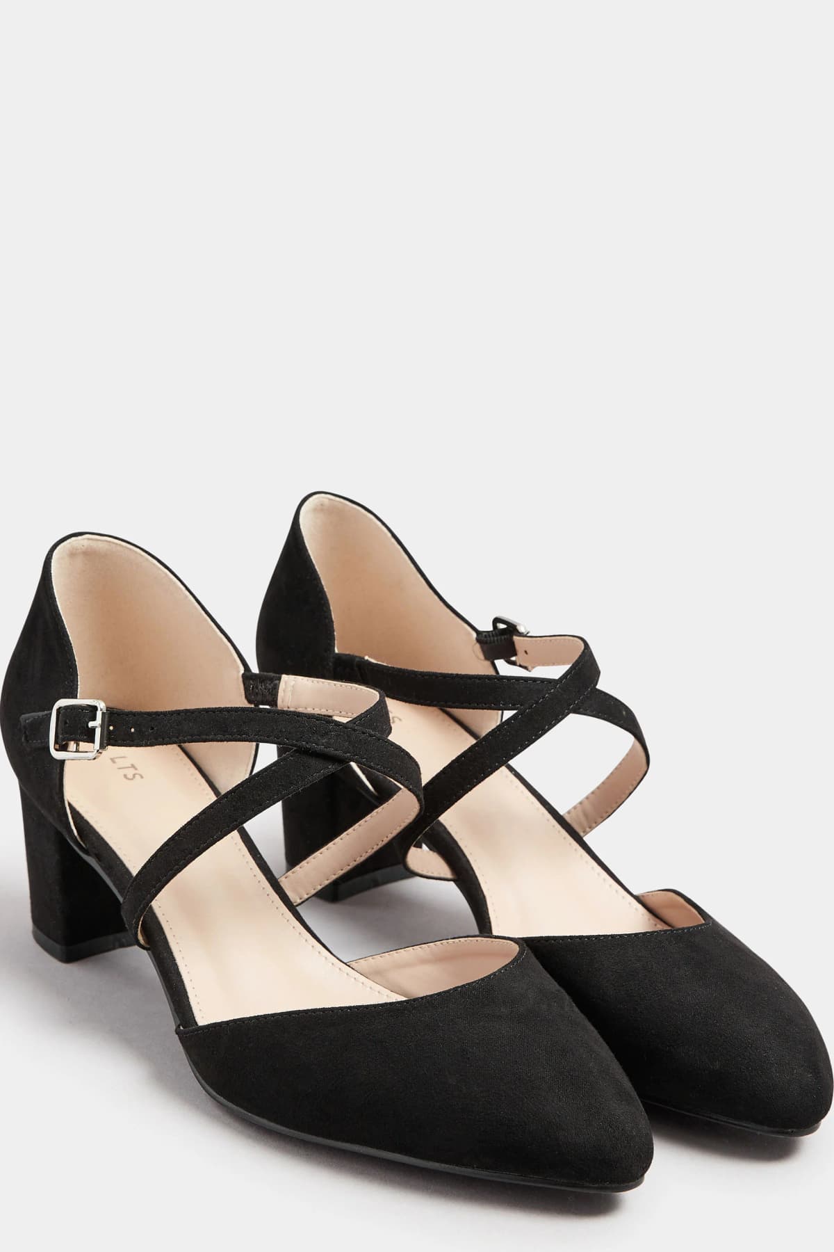 Black Cross Strap Mary Jane Block Heel In Standard Fit