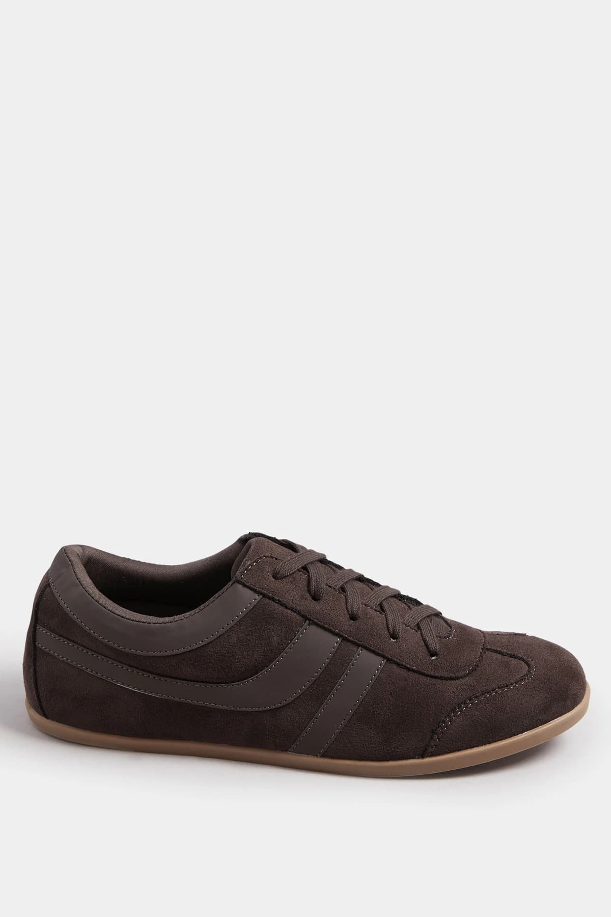 Chocolate Brown Padded Retro Trainers In Standard Fit