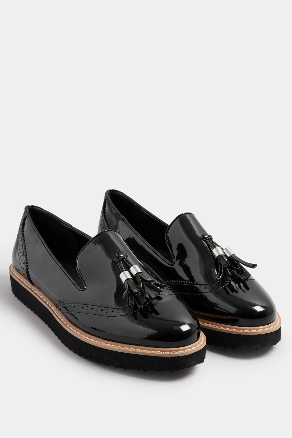 Black Patent Tassel Slip-On Loafers In Standard Fit