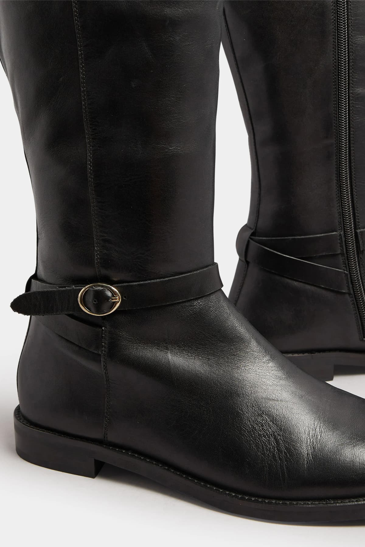 Black Leather Knee High Riding Boot