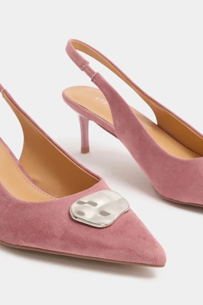 Pink Hammered Slingback Heels In Standard Fit