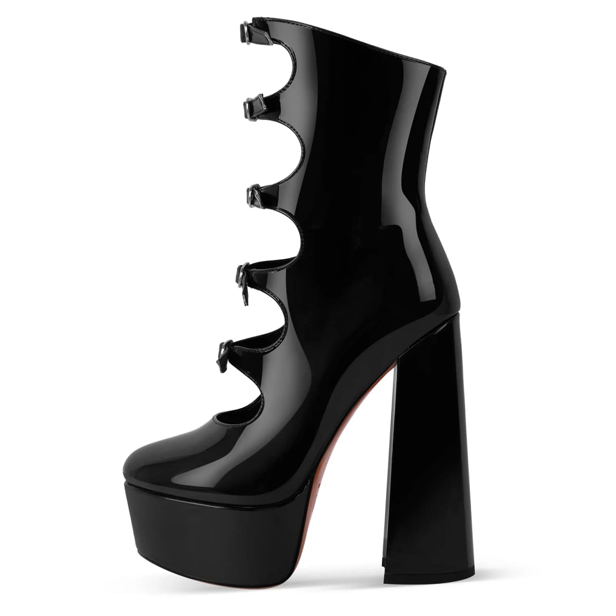 Platform Multi Buckle Strap Ankle Boots