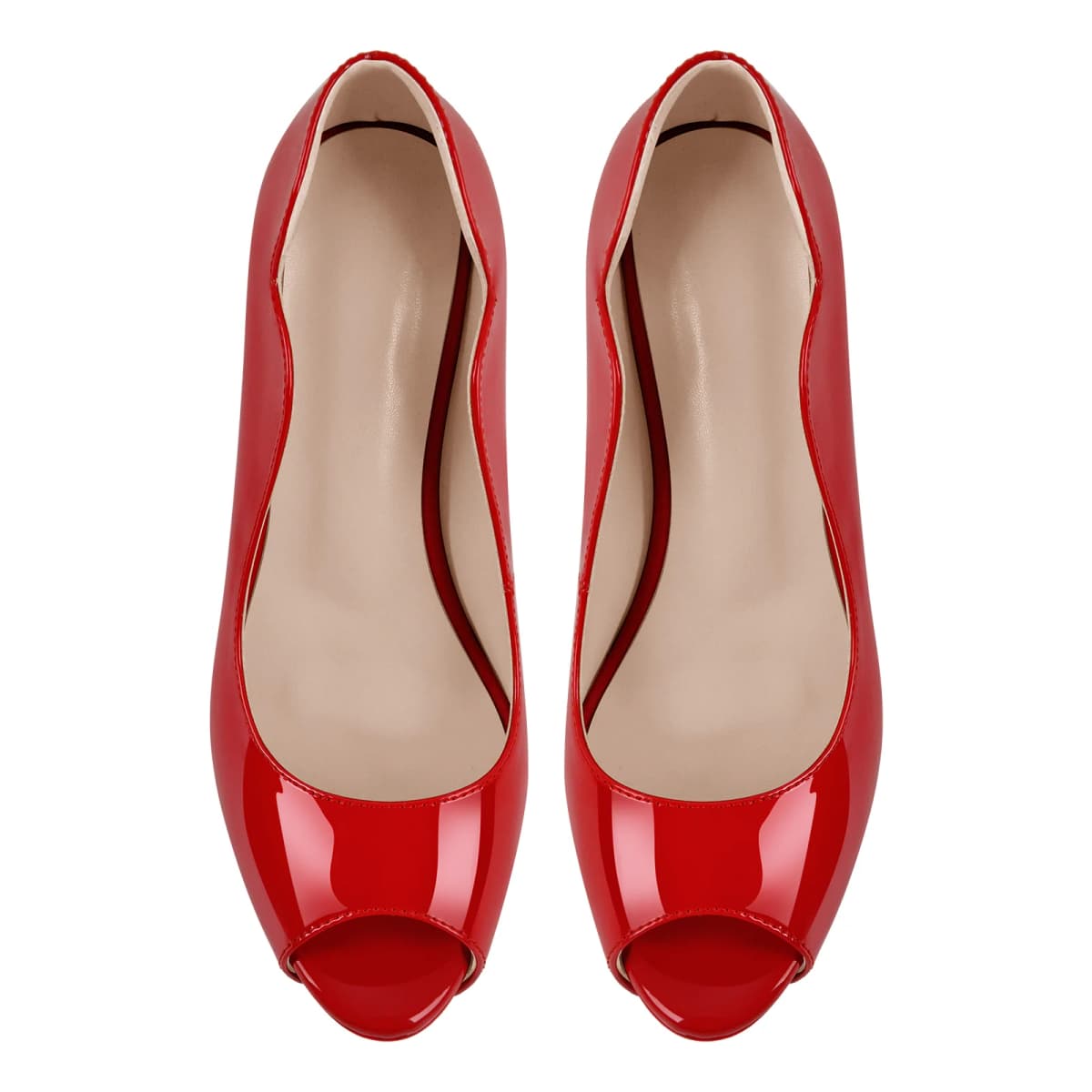 Peep Toe Platform Patent Leather High Heels