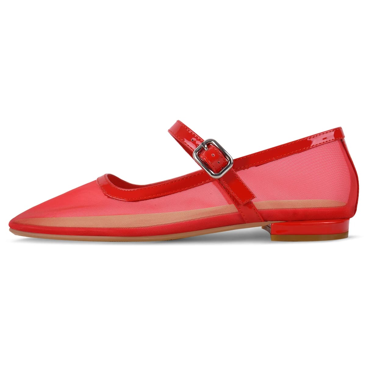 Mesh Square Toe Mary Jane Ballet Flats