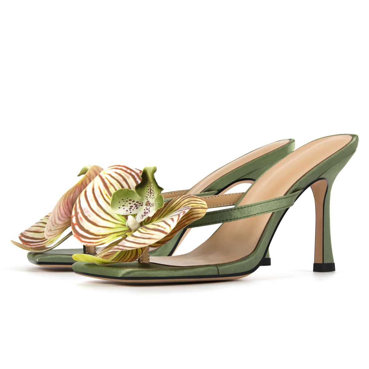 Square Toe Flower Thong Mules