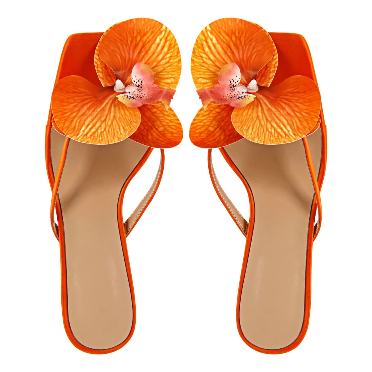 Square Toe Flower Thong Mules