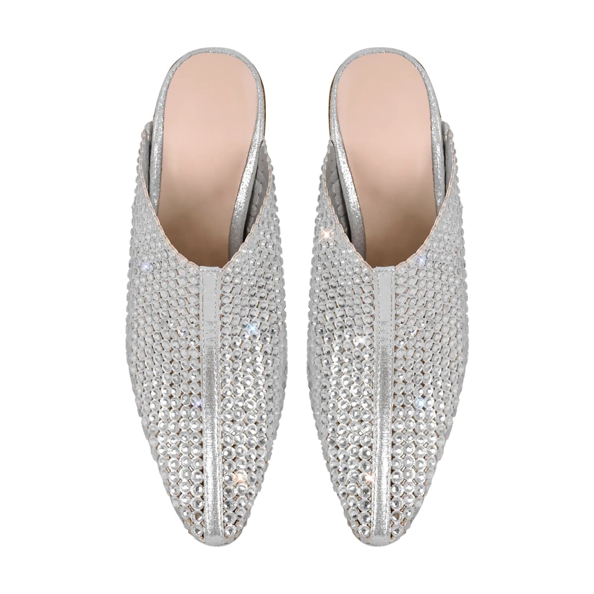Rhinestone Wooden Chunky Heel Mules