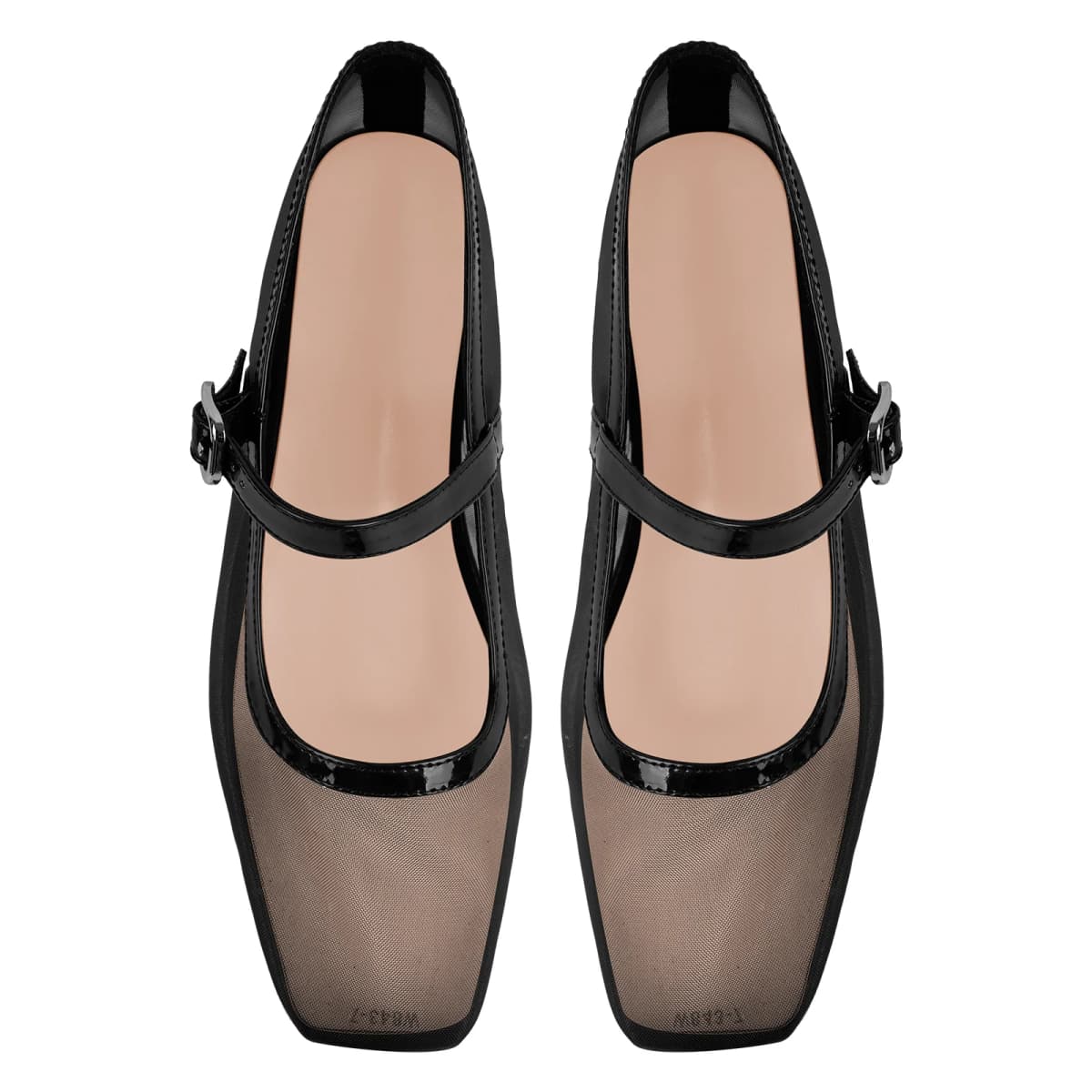 Mesh Square Toe Mary Jane Ballet Flats